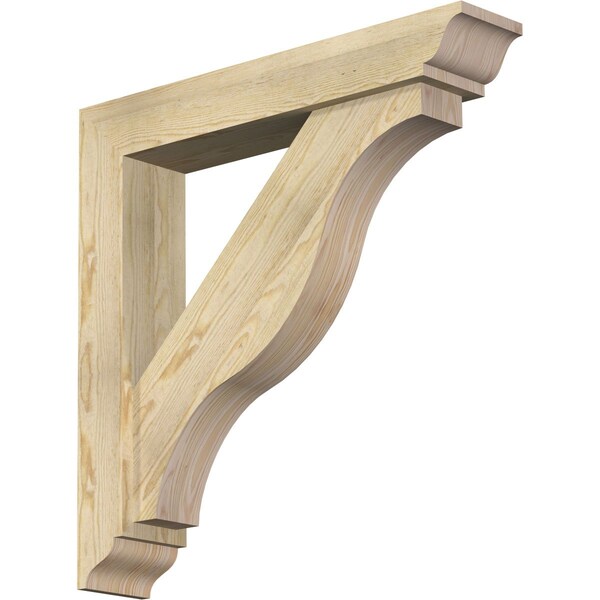 Ekena Millwork Funston Traditional Rough Sawn Bracket w/ Offset Brace, Douglas Fir, 6"W x 32"D x 32"H BKT0604X32X32FST01RDF - main